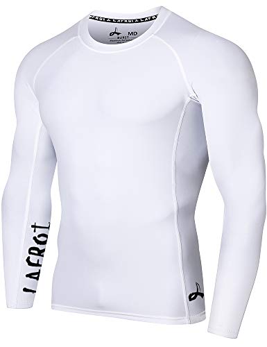 LAFROI Herren Langarm UPF 50+ Kompressionsshirt Rash Guard-CLYYB (Asymmetric White,XL) von LAFROI