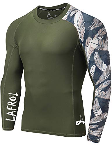 LAFROI Herren Langarm UPF 50+ Kompressionsshirt Rash Guard-CLYYB (Asymmetric Leisure,XXL) von LAFROI