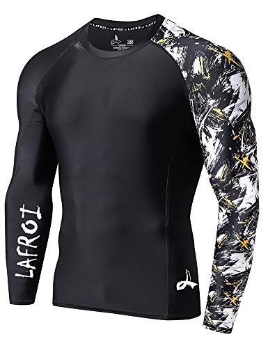 LAFROI Herren Langarm UPF 50+ Kompressionsshirt Rash Guard-CLYYB (Asymmetric Swipes,MD) von LAFROI