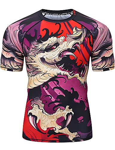 LAFROI Herren Kurzarm Kompressionsshirt UPF 50+ Rash Guard-CLY08D (Blood Moon,SM) von LAFROI