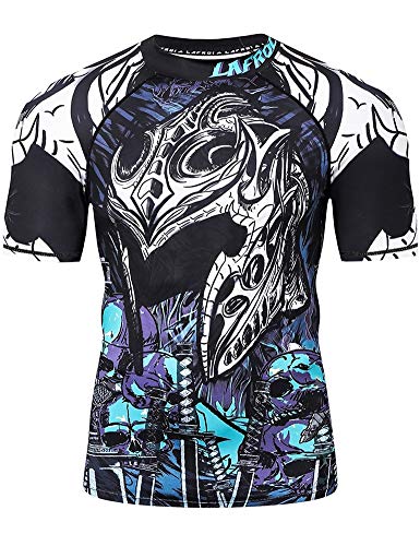 LAFROI Herren Kurzarm Kompressionsshirt UPF 50+ Rash Guard-CLY08D (Commander,XXL) von LAFROI