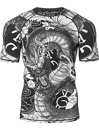 LAFROI Herren Kurzarm Kompressionsshirt UPF 50+ Rash Guard-CLY08D (Dragon,SM) von LAFROI