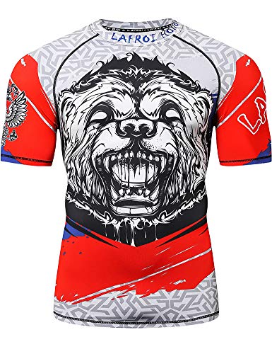 LAFROI Herren Kurzarm Kompressionsshirt UPF 50+ Rash Guard-CLY08D (Honor Strike,MD) von LAFROI