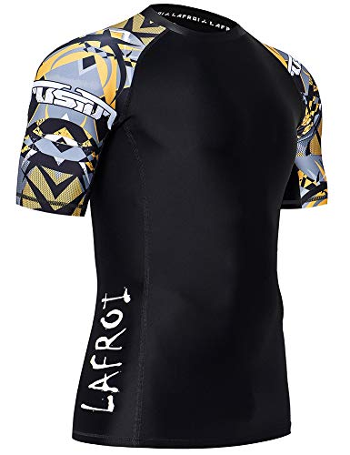 LAFROI Herren Kurzarm UPF 50+ Kompressionsshirt Rash Guard-CLY02D (Armour,XL) von LAFROI