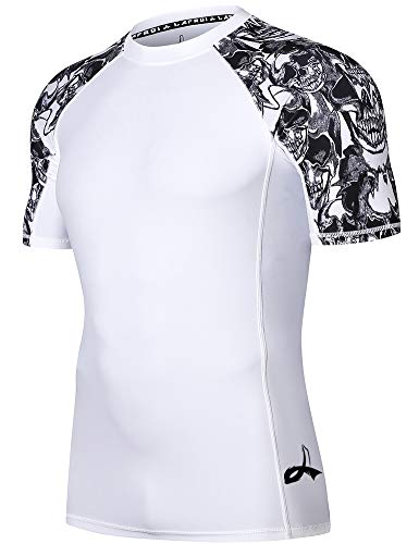 LAFROI Herren Kurzarm UPF 50+ Kompressionsshirt Rash Guard-CLY02D (Skull,LG) von LAFROI