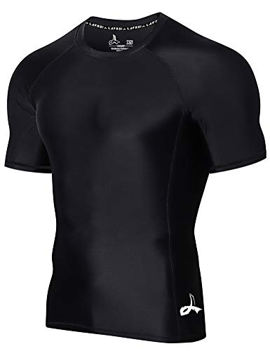 LAFROI Herren Kurzarm UPF 50+ Kompressionsshirt Rash Guard-CLY02D (Sym Black,SM) von LAFROI