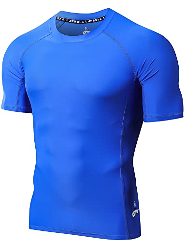 LAFROI Herren Kurzarm UPF 50+ Kompressionsshirt Rash Guard-CLY02D (Sym Blue,LG) von LAFROI