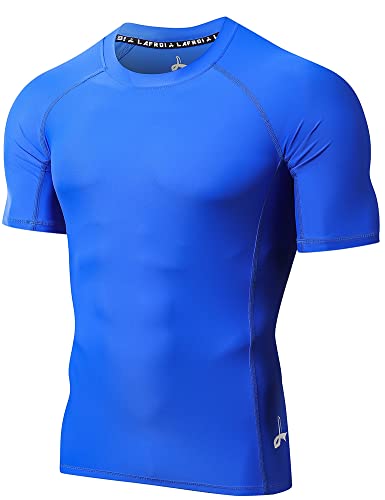 LAFROI Herren Kurzarm UPF 50+ Kompressionsshirt Rash Guard-CLY02D (Sym Blue,XL) von LAFROI