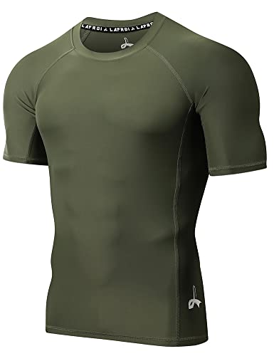 LAFROI Herren Kurzarm UPF 50+ Kompressionsshirt Rash Guard-CLY02D (Sym Olive,MD) von LAFROI