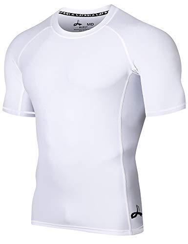 LAFROI Herren Kurzarm UPF 50+ Kompressionsshirt Rash Guard-CLY02D (Sym White,MD) von LAFROI