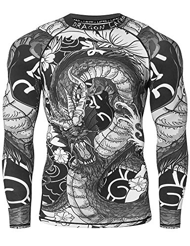 LAFROI Herren Langarm UPF 50+ Kompressionsshirt Rash Guard-CLY08C (Dragon,XXXL) von LAFROI