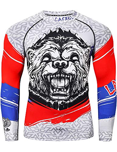 LAFROI Herren Langarm UPF 50+ Kompressionsshirt Rash Guard-CLY08C (Honor Strike,SM) von LAFROI