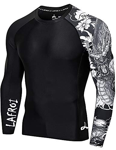 LAFROI Herren Langarm UPF 50+ Kompressionsshirt Rash Guard-CLYYB (Asymmetric Dragon,SM) von LAFROI