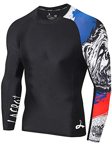 LAFROI Herren Langarm UPF 50+ Kompressionsshirt Rash Guard-CLYYB (Asymmetric Honor Strike,XXL) von LAFROI