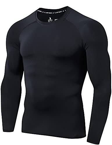 LAFROI Herren Langarm UPF 50+ Kompressionsshirt Rash Guard-CLY08C (Black,SM) von LAFROI