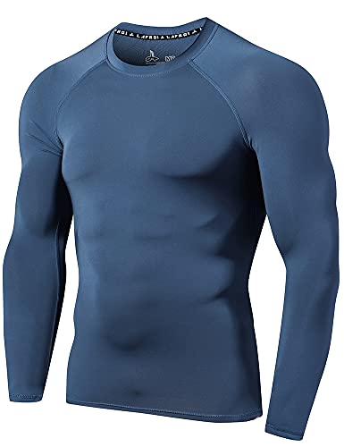 LAFROI Herren Langarm UPF 50+ Kompressionsshirt Rash Guard-CLY08C (Grayish Blue,LG) von LAFROI