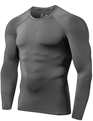 LAFROI Herren Langarm UPF 50+ Kompressionsshirt Rash Guard-CLY08C (Grey,XXXL) von LAFROI