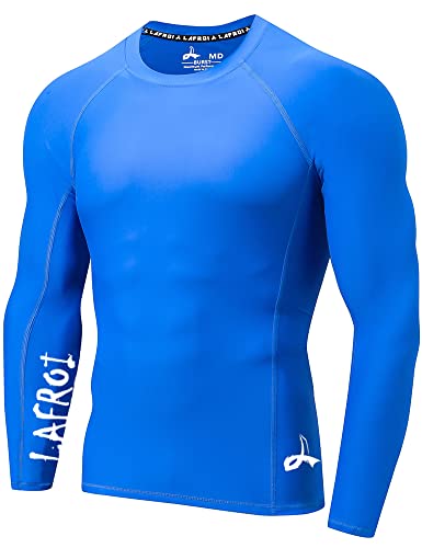 LAFROI Herren Langarm UPF 50+ Kompressionsshirt Rash Guard-CLYYB (Asymmetric Blue,SM) von LAFROI