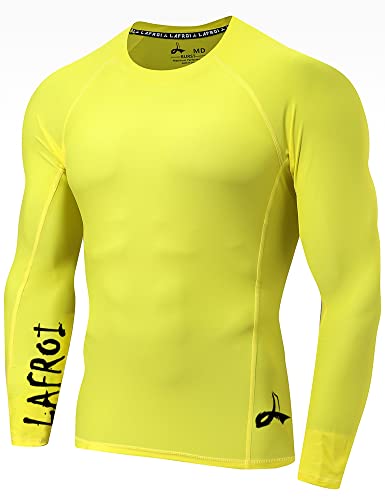 LAFROI Herren Langarm UPF 50+ Kompressionsshirt Rash Guard-CLYYB (Asymmetric Yellow,LG) von LAFROI