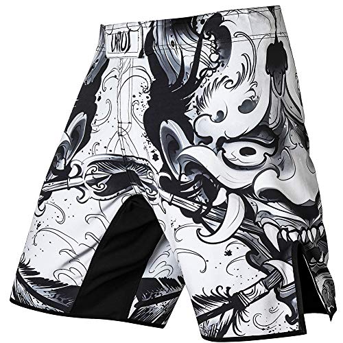 LAFROI Herren MMA Cross-Training Box Shorts Trunks Fight Wear mit Kordelzug und Tasche (Hannya,MD) von LAFROI