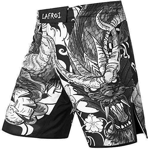 LAFROI Herren MMA Cross-Training Box Shorts Trunks Fight Wear mit Kordelzug und Tasche (Dragon,MD) von LAFROI