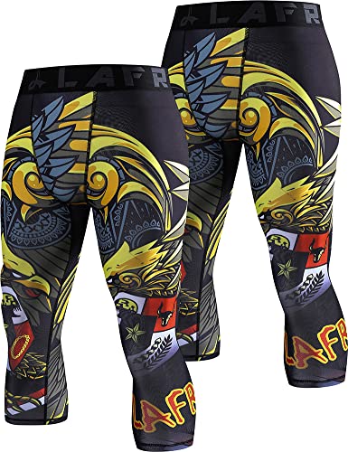 LAFROI Men's 2-Pack Compression Fit 3/4 Tights Leggings with Pcoket/Non-Pocket-YSK10 Royal Size LG von LAFROI