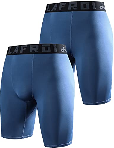 LAFROI Men's 2-Pack Quick Dry Cool Compression Fit Tights Shorts Waistband-YSK09 Grayish Blue Size SM von LAFROI