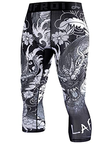 LAFROI Men's Compression Fit 3/4 Tights Leggings with Pcoket/Non-Pocket-YSK10 Dragon Size XXL von LAFROI