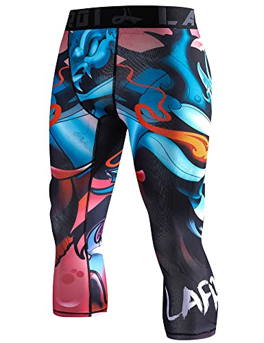 LAFROI Men's Compression Fit 3/4 Tights Leggings with Pcoket/Non-Pocket-YSK10 Vengeance Size MD von LAFROI