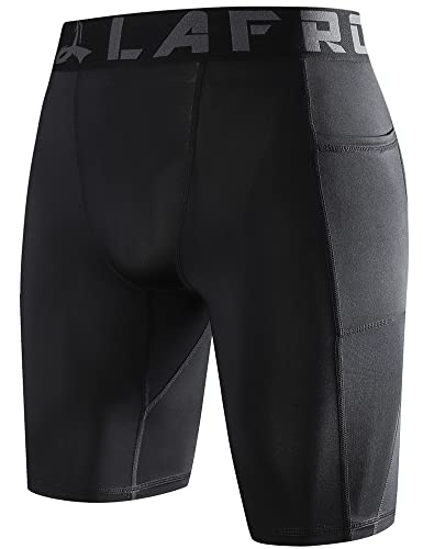LAFROI Men's Quick Dry Cool Compression Fit Tights Shorts Waistband -YSK09 Pocket Black Size MD von LAFROI