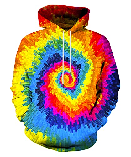 LAIDIPAS Unisex 3D-Druck Hoodies Neuheit Pullover Bunt Kapuzenpullover Sweatshirt mit Tasche für Männer Frauen, Batik, Large von LAIDIPAS