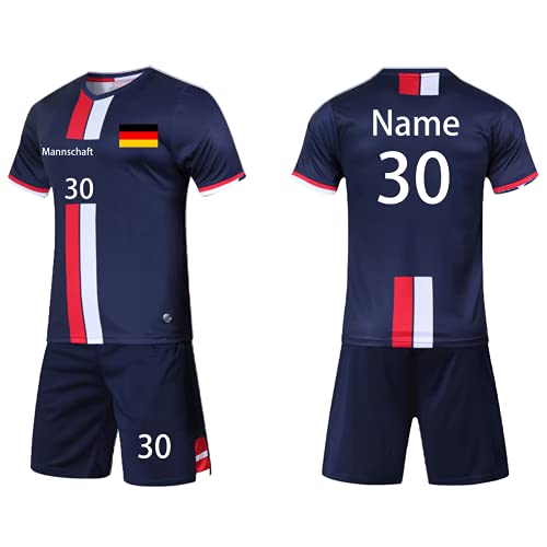 LAIFU Fußball Trikot Kinder Erwachsene Benutzerdefinierte Fussball Trikot T-Shirt Shorts 2 teiliges Set - Benutzerdefiniert Beliebiger Name Nummer Team Logo Trikot Personalisiert von LAIFU