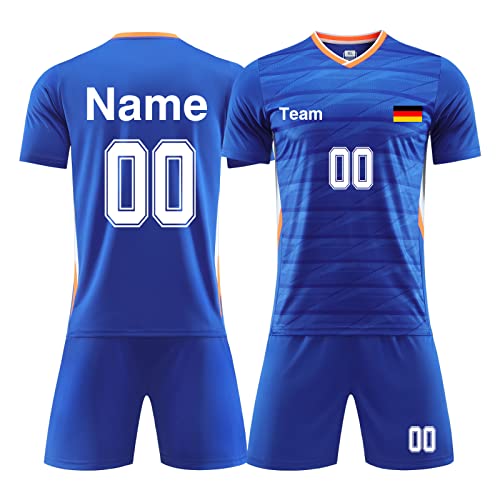 LAIFU Eigener Name Fussball Trikot Kinder Set - Personalisierte Fußball Trikots Jeder Name Nummer Team Logo Fussballtrikot Jungen von LAIFU