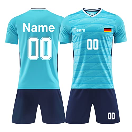 LAIFU Eigener Name Fussball Trikot Kinder Set - Personalisierte Fußball Trikots Jeder Name Nummer Team Logo Fussballtrikot Jungen von LAIFU