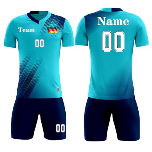 LAIFU Jungen Kinder Fussball Trikot Set Personalisiert Trikot mit Namen Fußballtrikot mit Namen von LAIFU