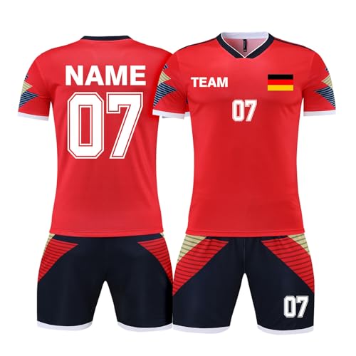 LAIFU Maßgeschneidertes Fußball Trikot für Junge Mädchen Personalisiertes Fußbal Trikot für Kinder und Erwachsene Fußball Trikot Set mit Eigenem Namen von LAIFU