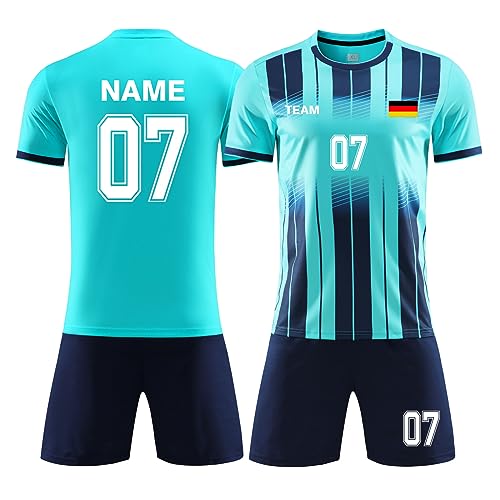 LAIFU Personalisiertes Fußballtrikot mit Namensnummer Logo für Kinder Erwachsene Personalisierte Fußballshirt Short von LAIFU