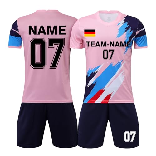 LAIFU Trikot Fussball Jungen Mädchen Fußball Trikot Personalisiert für Kinder Erwachsener Fussballtrikot Set mit Eigenem Namen von LAIFU