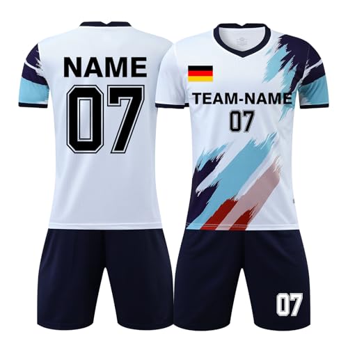 LAIFU Trikot Fussball Jungen Mädchen Fußball Trikot Personalisiert für Kinder Erwachsener Fussballtrikot Set mit Eigenem Namen von LAIFU