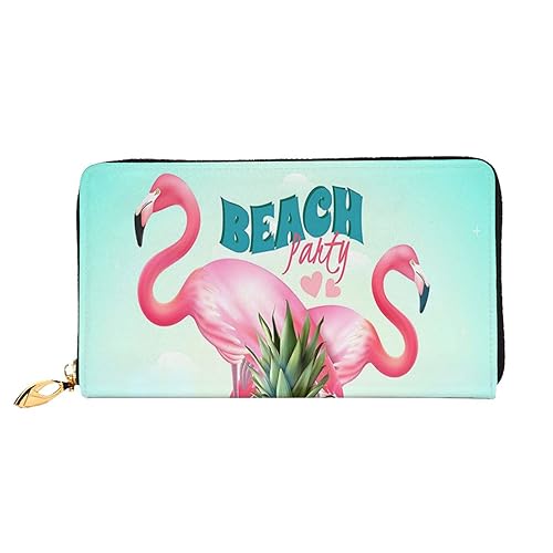 LAMAME Hirsch Gedruckt Große Reise Brieftasche Männer Frauen Reißverschluss Clutch Kartenhalter, Tropischer Flamingo, Einheitsgröße von LAMAME