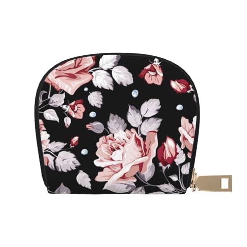 LAMAME I Know The Plans Have You Declares Lord Printed Leather Shell Card Bag Credit Card Holder Zip Card Holder Wallet, rosa blume, Einheitsgröße von LAMAME