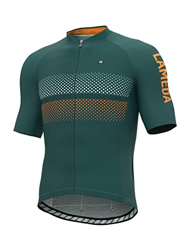 LAMEDA Radtrikot Fahrradtrikot Herren Kurzarm Funktionsshirt T Shirt Atmungsaktiv Schnell Trocknen Fahrradbekleidung Damen Kurz für Radsport Fitness Blau&Grün L von LAMEDA