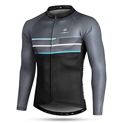 LAMEDA Radtrikot Herren Damen Langarm Herbst Winter Fahrradtrikot MTB Jersey Atmungsaktive Schnell Trocknen T-Shirt Funktionsshirt Fahrradbekleitung für Radsport Rennrad Sport Blau M von LAMEDA