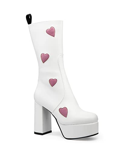 LAMODA Damen Game Of Love Ankle Boot, White Pink Heart, 41 EU von LAMODA