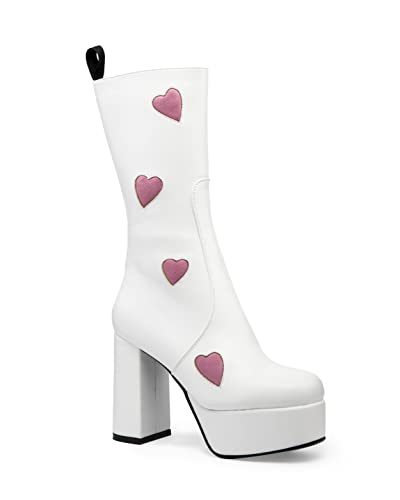 LAMODA Damen Game Of Love Wide Fit Ankle Boot, White Pink Heart, 37 EU von LAMODA