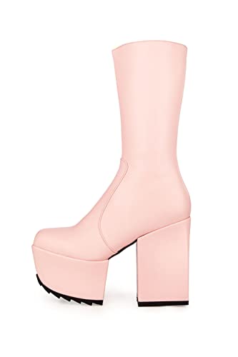 LAMODA Damen Magnolia Mid Calf Boot, Pink Pu, 38 EU von LAMODA