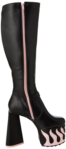 LAMODA Damen Reibungsverbrennung Kniehohe Stiefel, Schwarz PU Pink Flame, 38 EU von LAMODA