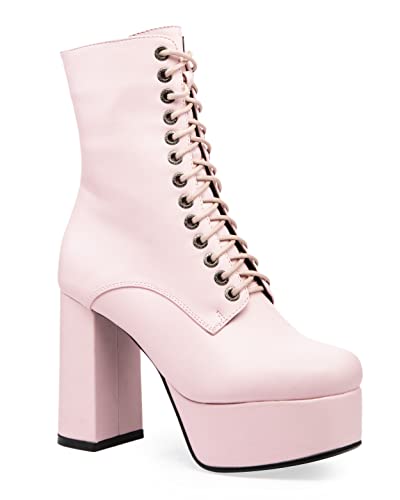 LAMODA Damen Trample Lace Up Ankle Boot, Pink Pu, 36 EU von LAMODA