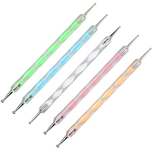 Dotting Pen, Nail Art Dotting Tools, Nail Art Skulptur Pen Dual Tip, Nail Art Zeichnung, Dotting Pen, für Nail Design, Marmorierwerkzeug, 5 Stück von LAMXD