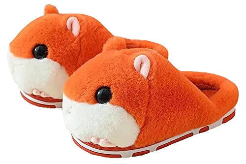 LANFIRE Groß Kinder und Erwachsene Baumwolle Hausschuhe Hamster Hausschuhe Plüsch Hausschuhe Tier Hausschuhe Damen Schuhe Baumwollschuhe (35/36, Orange, numeric_35) von LANFIRE